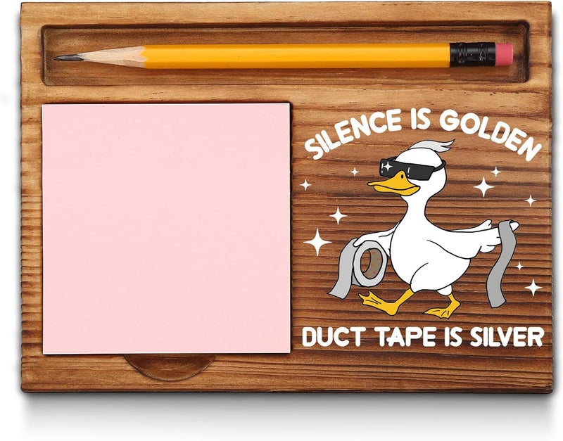 akeke Silence is Golden Sticky Notes Holder, Funny, Sarcastic, Humor, Sassy, Snarky Work Gifts for Coworkers, Women, Colleagues, Boss, Gag, Duck Sarcasm Self-Stick Note Pad Holders GAA59 - Image 1